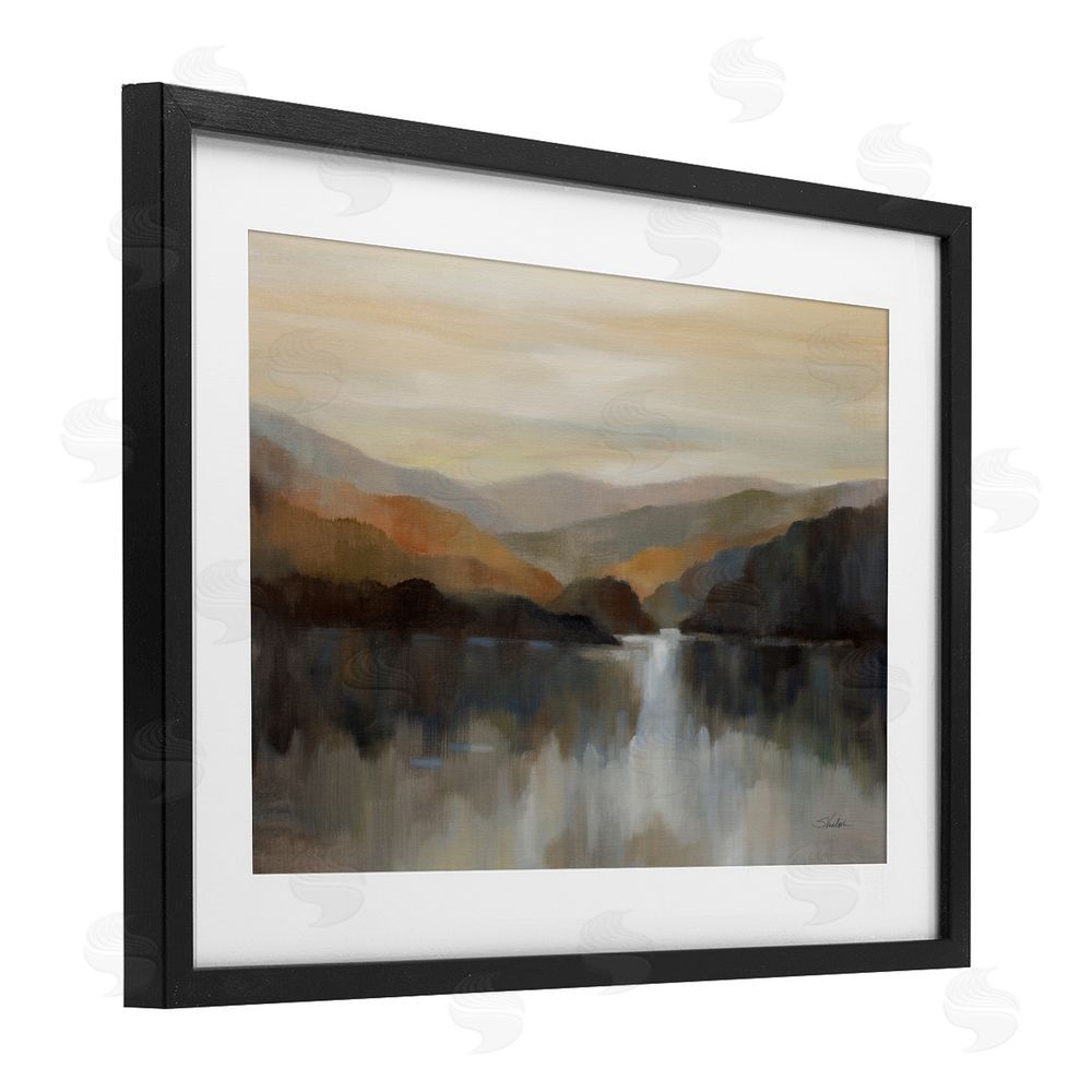 Silvia Vassileva Autumn Glow Mountain Abstract Black Framed Print Under Glass with White Mat Wall Art