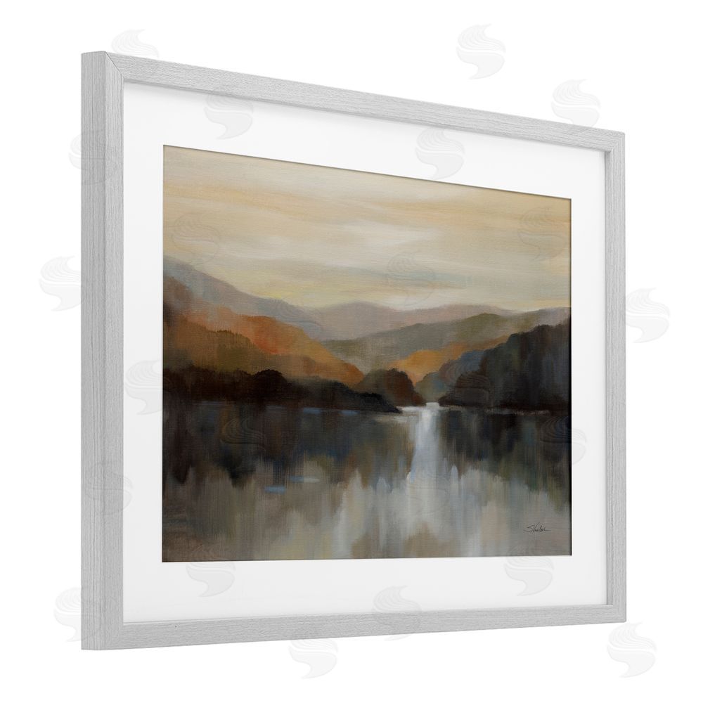 Silvia Vassileva Autumn Glow Mountain Abstract Gray Framed Print Under Glass with White Mat Wall Art