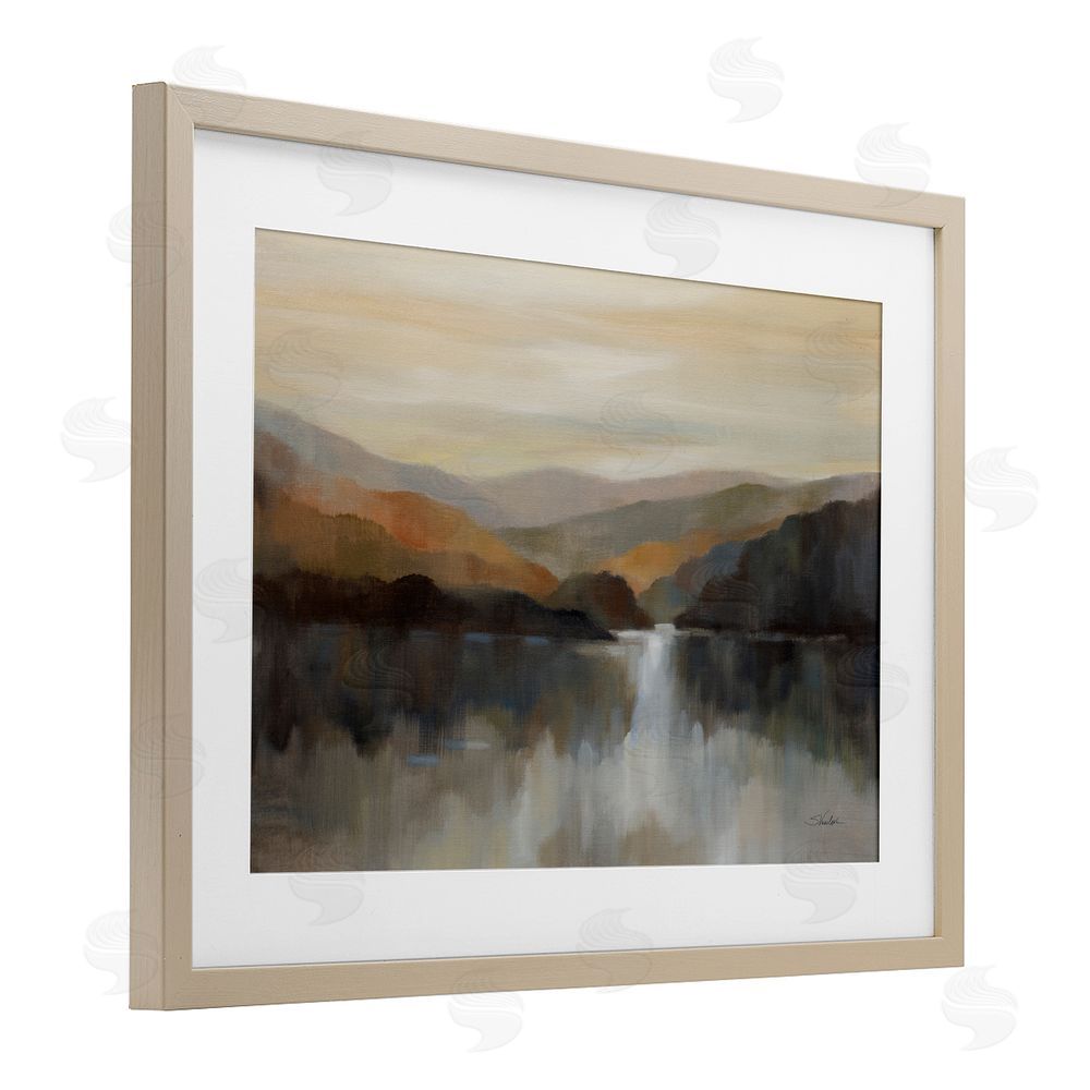 Silvia Vassileva Autumn Glow Mountain Abstract Birch Framed Print Under Glass with White Mat Wall Art