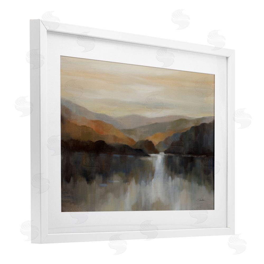 Silvia Vassileva Autumn Glow Mountain Abstract White Framed Print Under Glass with Mat Wall Art