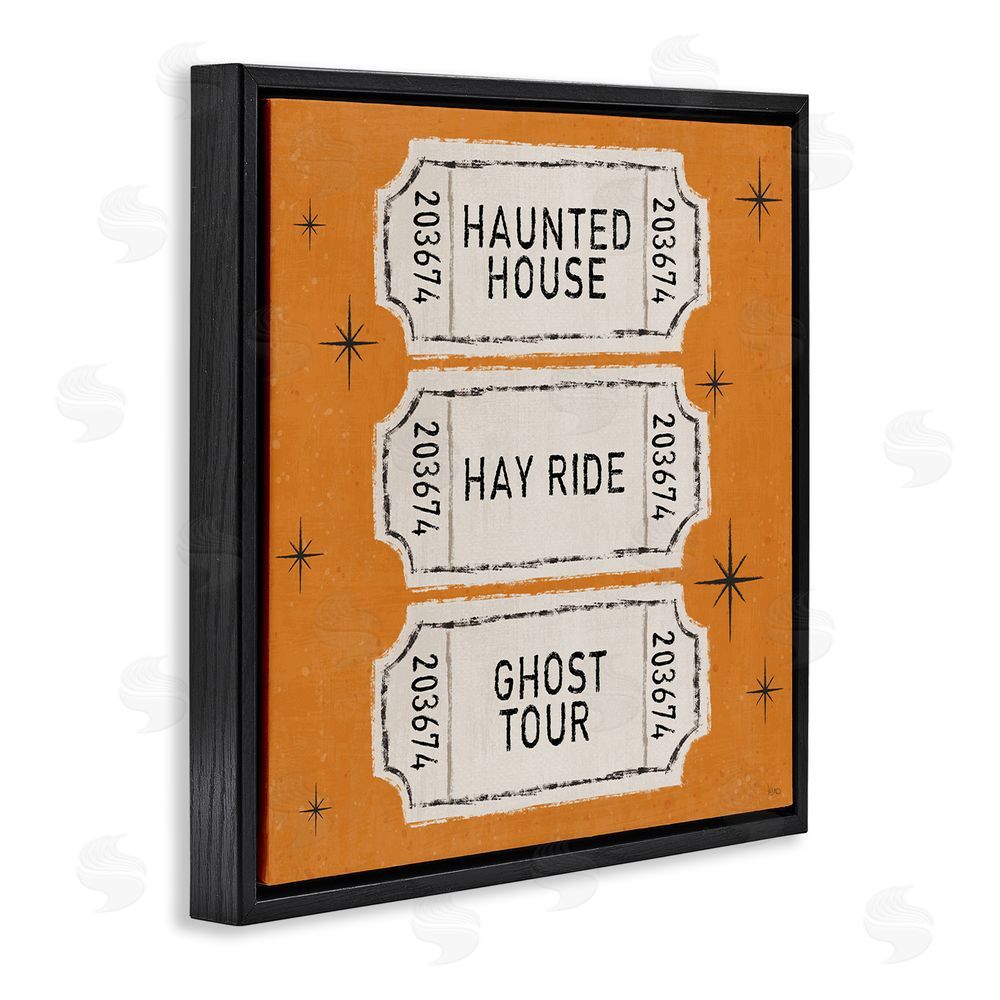 Veronique Charron Wee Bit Wicked Tickets Black Floating Frame Canvas Wall Art Print