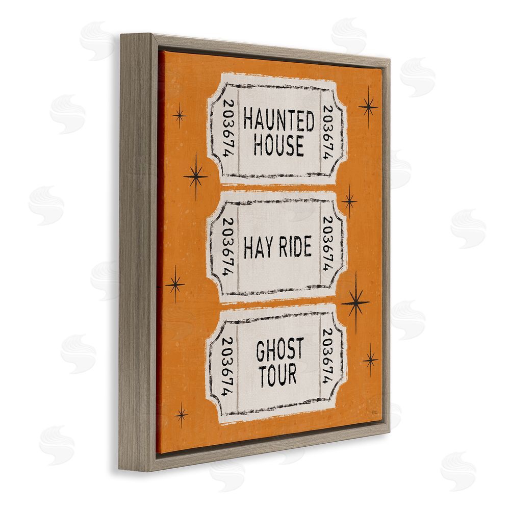 Veronique Charron Wee Bit Wicked Tickets Brown Floating Frame Canvas Wall Art Print