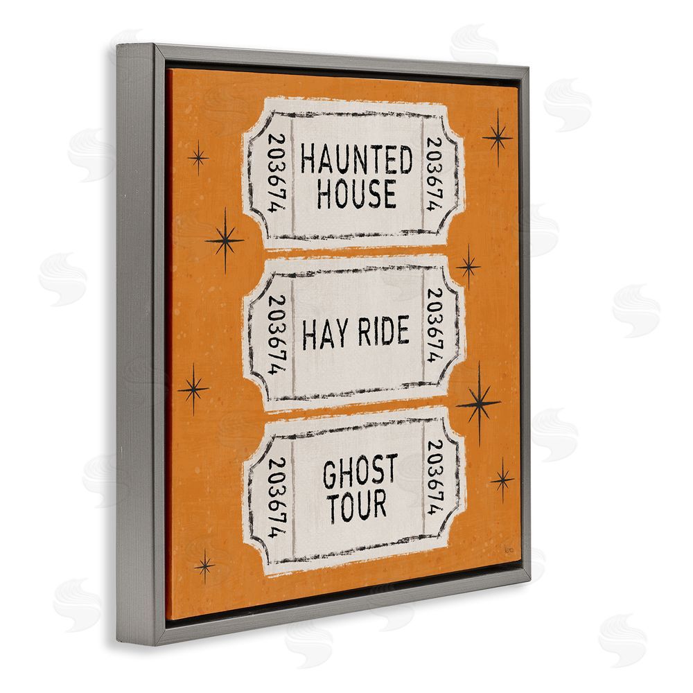 Veronique Charron Wee Bit Wicked Tickets Gray Floating Frame Canvas Wall Art Print