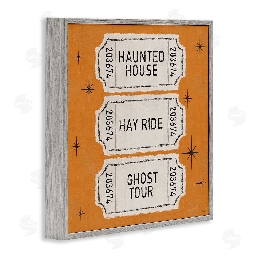 Veronique Charron Wee Bit Wicked Tickets Gray Framed Giclee Wall Art Print