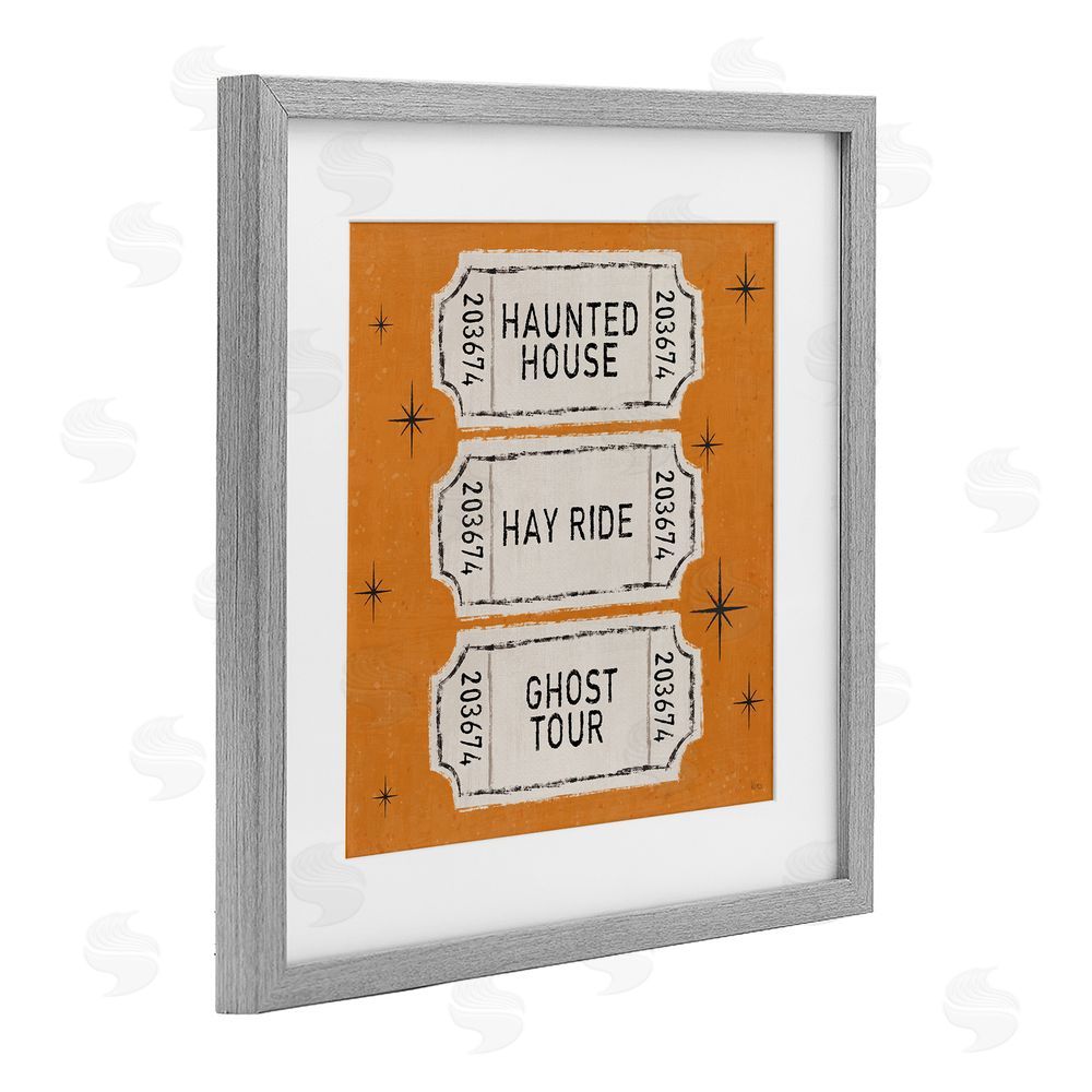 Veronique Charron Wee Bit Wicked Tickets Gray Framed Print Under Glass with White Mat Wall Art
