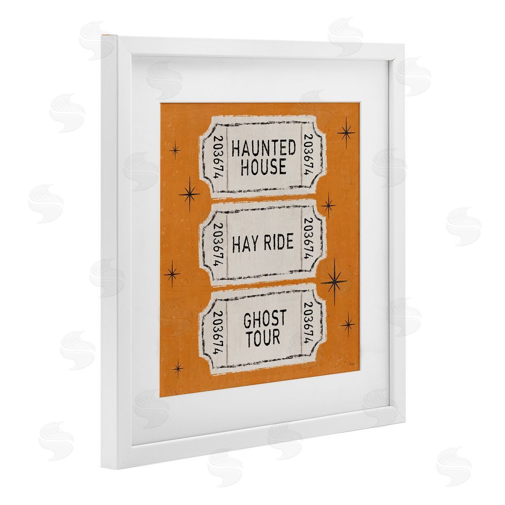 Veronique Charron Wee Bit Wicked Tickets White Framed Print Under Glass with Mat Wall Art