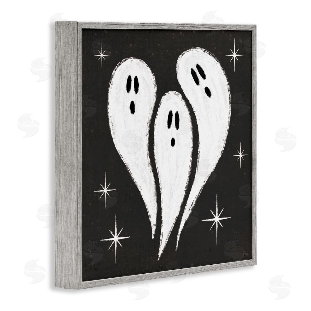 Veronique Charron Wee Bit Wicked Ghosts Gray Framed Giclee Art Print