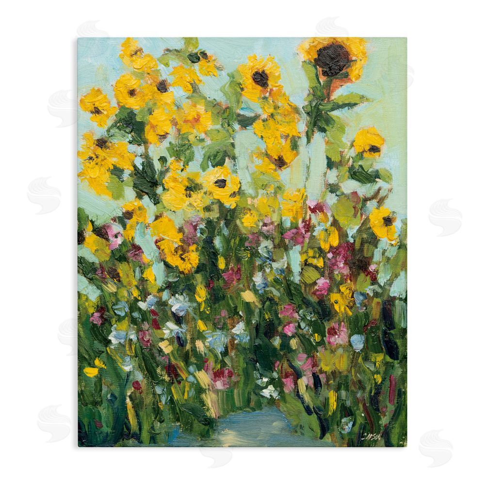 Carson Overstreet Sunlit Sunflowers in Garden Stretched Canvas Wall Art Print