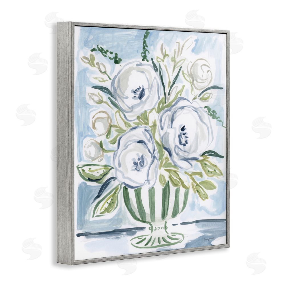 Haley Knighten Fiona Pastel Floral Bouquet Gray Framed Giclee Wall Art