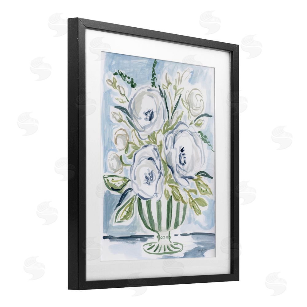Haley Knighten Fiona Pastel Floral Bouquet Black Framed Print Under Glass Wall Art