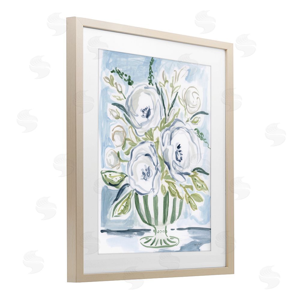 Haley Knighten Fiona Pastel Floral Bouquet Brown Framed Print Under Glass Wall Art
