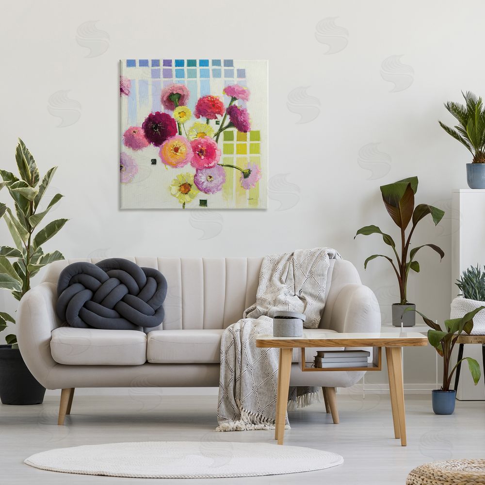 Shirley Novak Color Chart Pastel Bloom Study Stretched Canvas Wall Art in Room