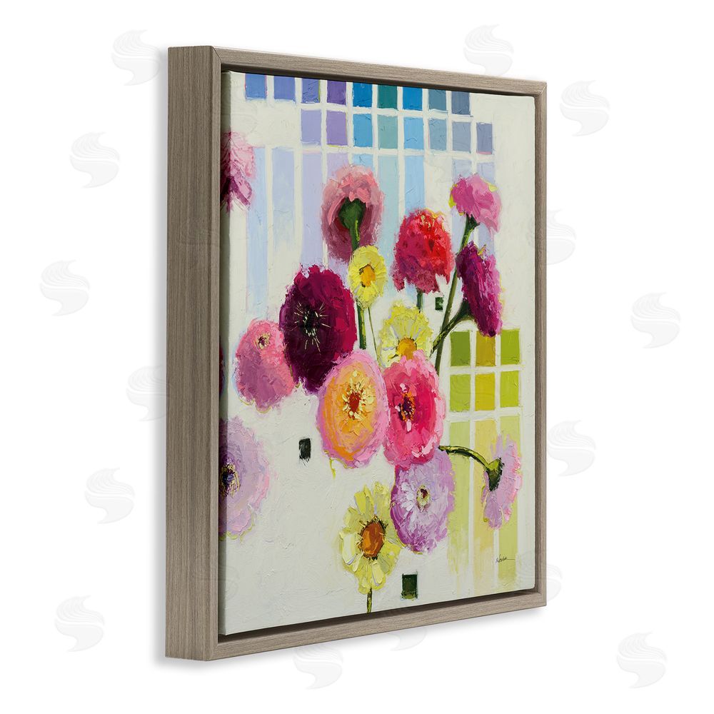 Shirley Novak Color Chart Pastel Bloom Study Brown Floating Frame Canvas Wall Art Print