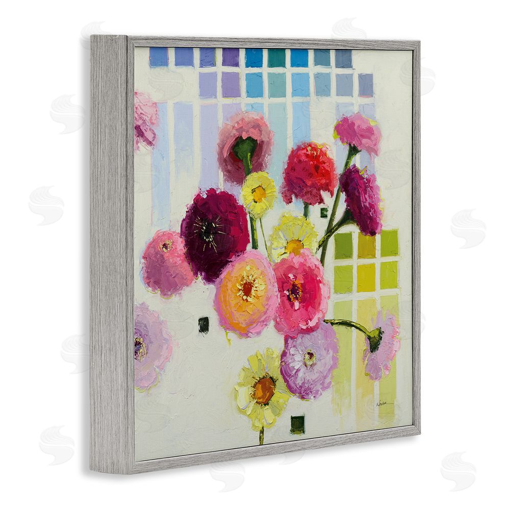 Shirley Novak Color Chart Pastel Bloom Study Gray Framed Giclee Wall Art Print