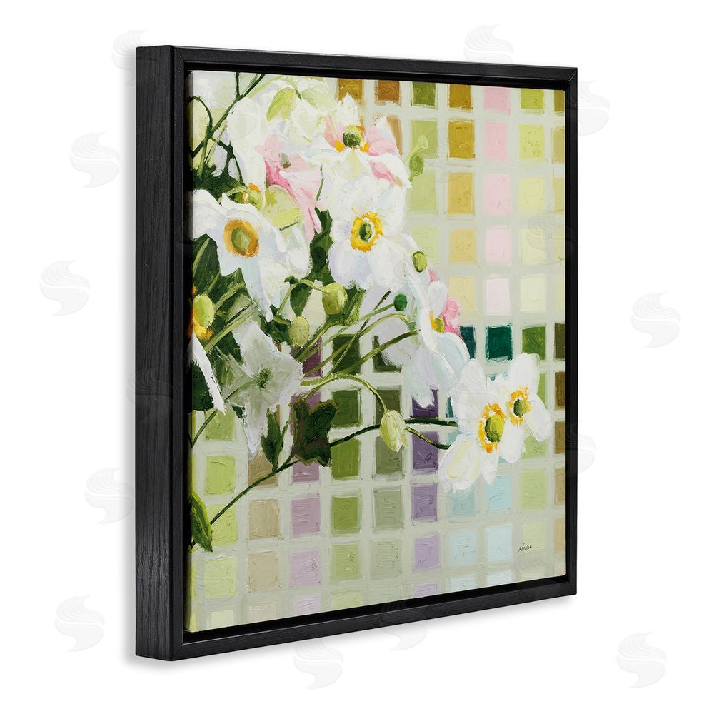 Shirley Novak Color Chart Daffodils Black Floating Frame Canvas Wall Art Print