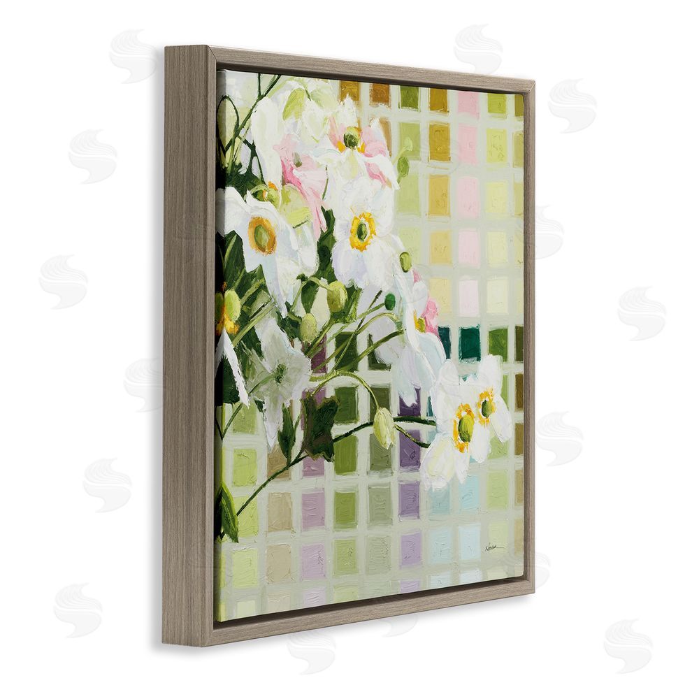 Shirley Novak Color Chart Daffodils Brown Floating Frame Canvas Wall Art Print