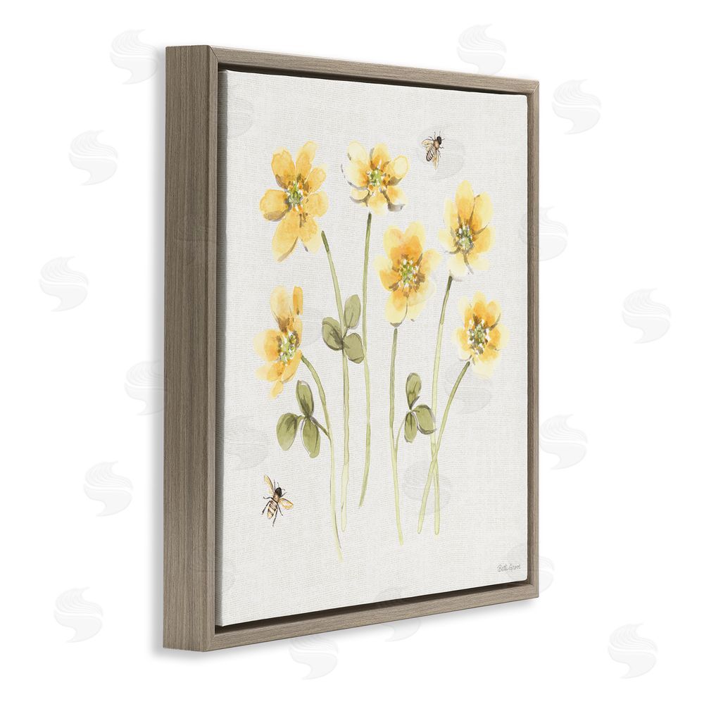 Beth Grove Sweet Honey Wildflowers Brown Floating Framed Canvas Wall Art Print