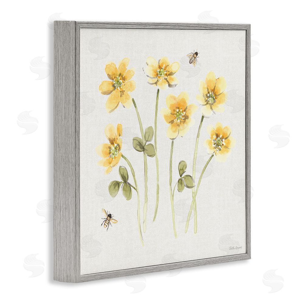 Beth Grove Sweet Honey Wildflowers Gray Framed Giclee Wall Art Print