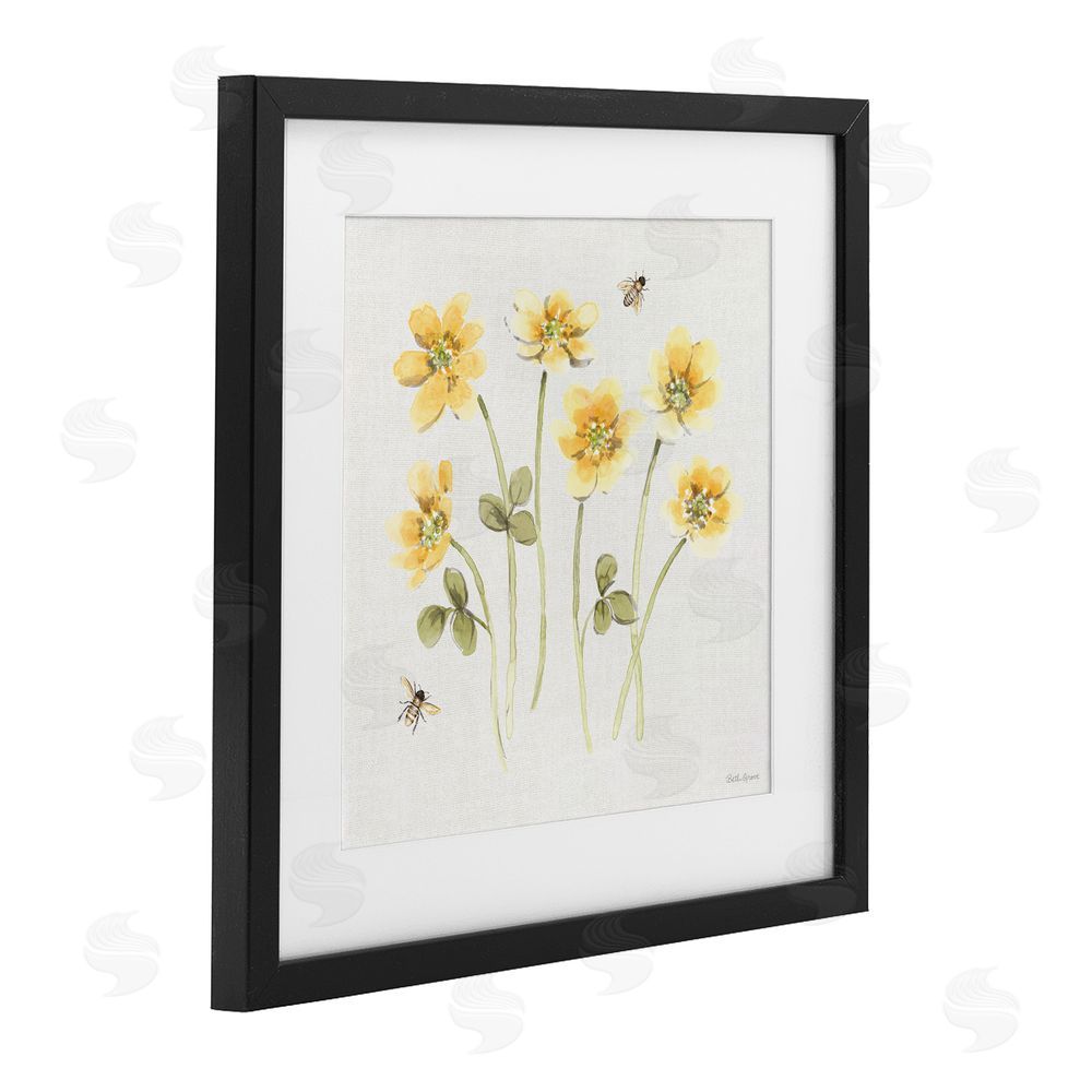 Beth Grove Sweet Honey Wildflowers Black Framed Print Under Glass with White Mat Wall Art