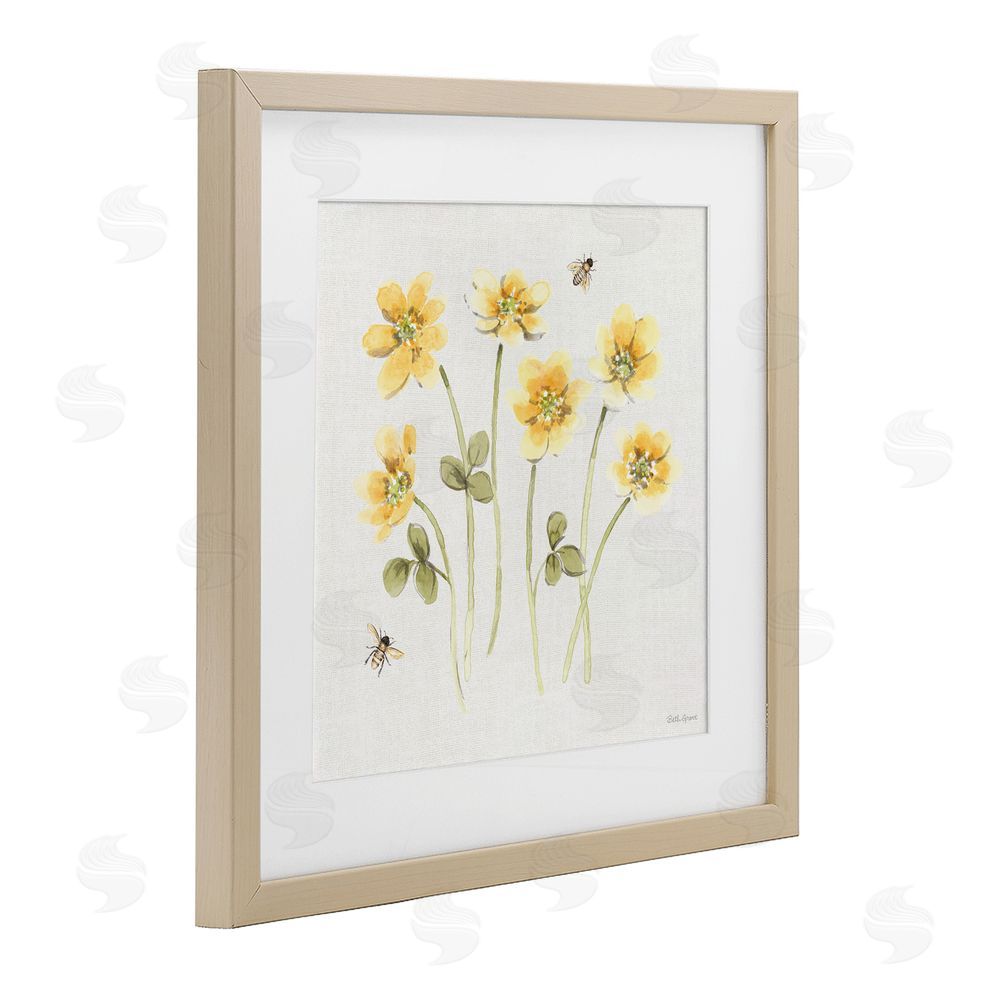 Beth Grove Sweet Honey Wildflowers Brown Framed Print Under Glass with White Mat Wall Art