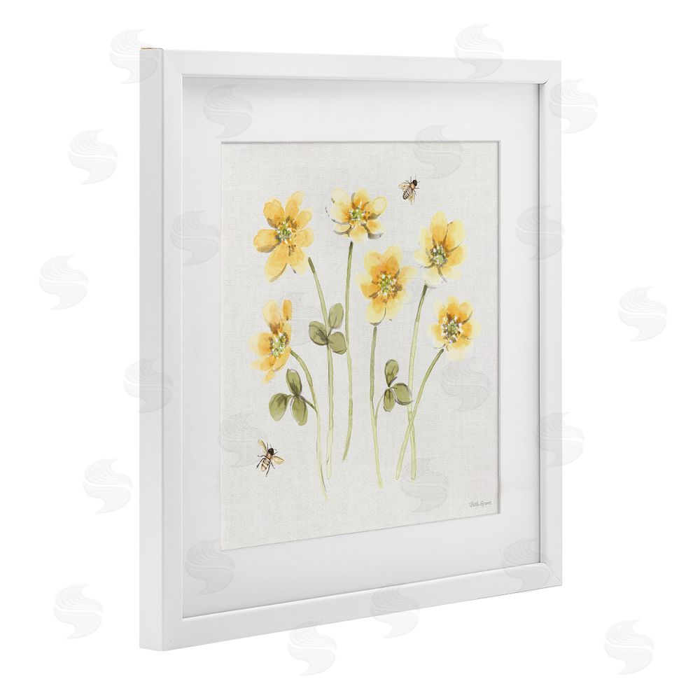 Beth Grove Sweet Honey Wildflowers White Framed Print Under Glass with White Mat Wall Art