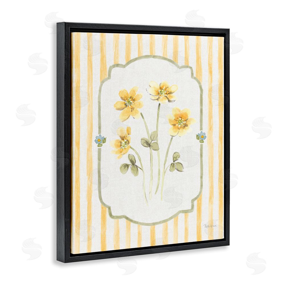 Beth Grove Sweet Honey Flowers Black Floating Framed Canvas Wall Art Print