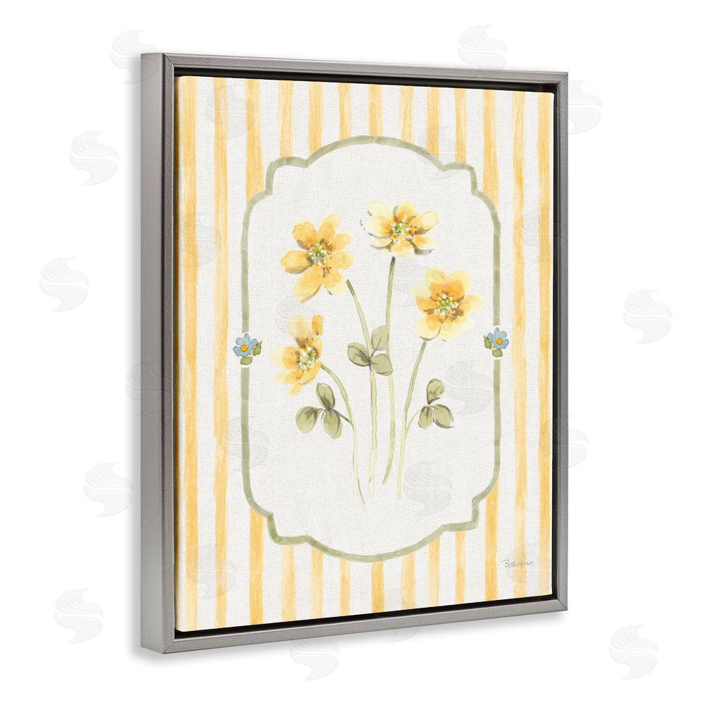 Beth Grove Sweet Honey Flowers Gray Floating Framed Canvas Wall Art Print