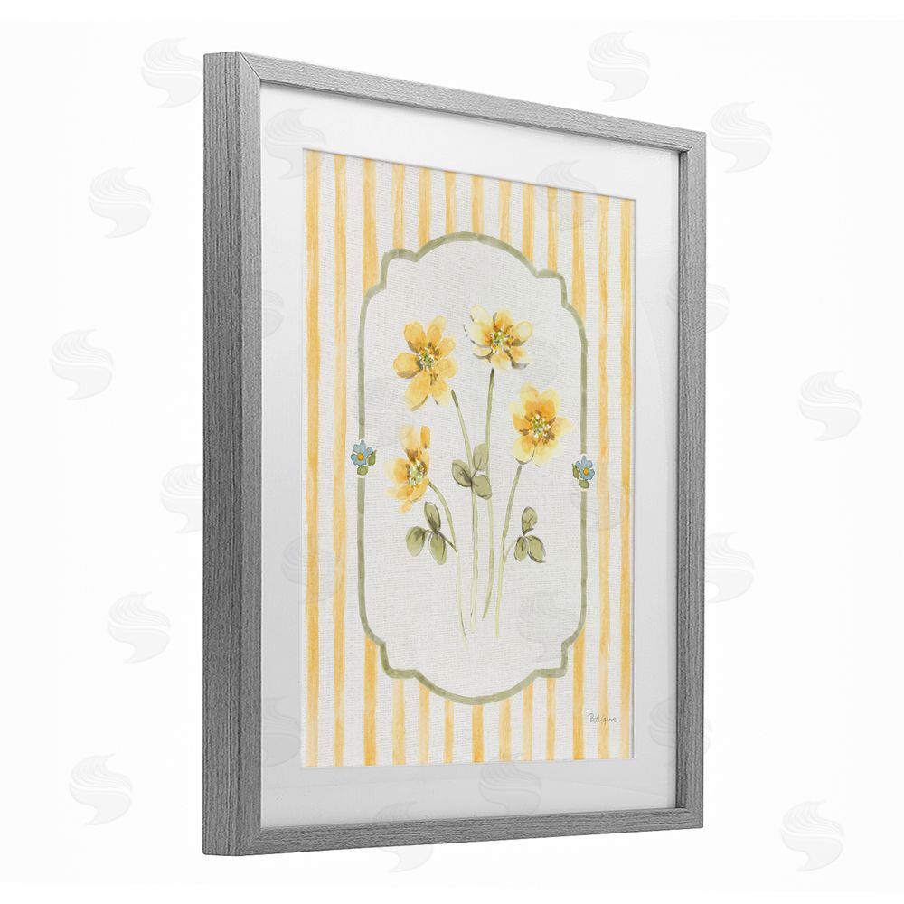 Beth Grove Sweet Honey Flowers Gray Framed Print Under Glass with White Mat Wall Art