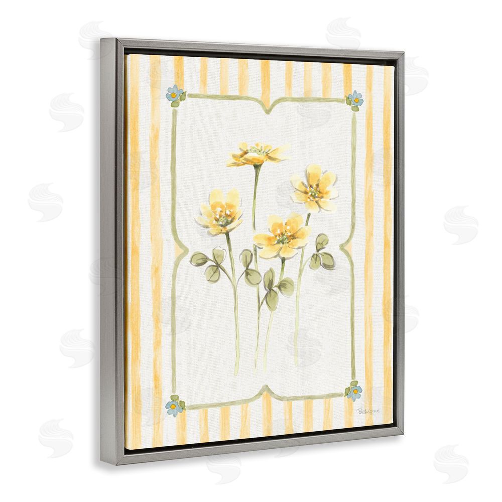Beth Grove Sweet Honey Florals Gray Floating Framed Canvas Wall Art Print