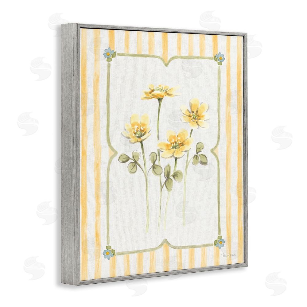 Beth Grove Sweet Honey Florals Gray Framed Giclee Wall Art Print