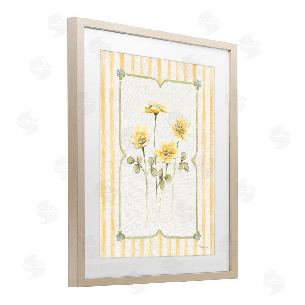 Beth Grove Sweet Honey Florals Brown Framed Print Under Glass with White Mat Wall Art