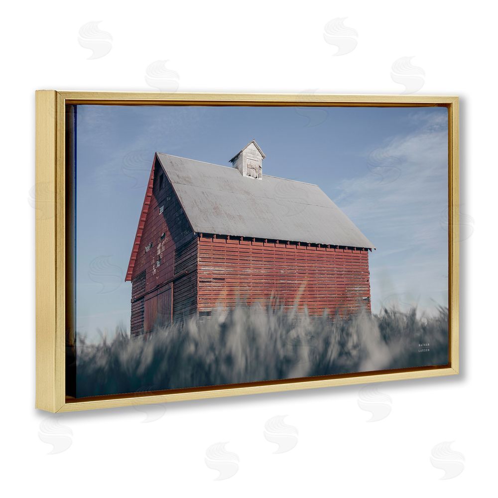 Nathan Larson End Of The Field Cottage Gold Floating Framed Canvas Wall Art