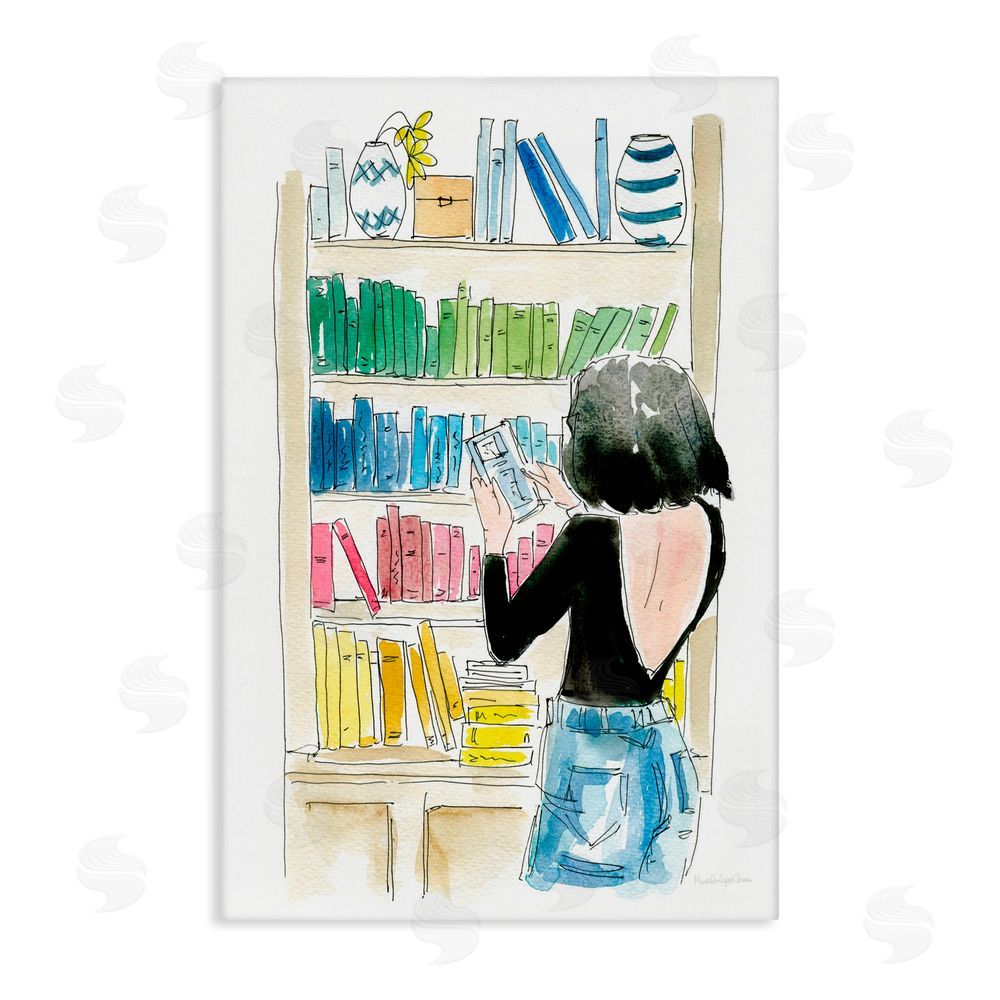 Mercedes Lopez Charro Browsing Home Library Canvas Wall Art Print