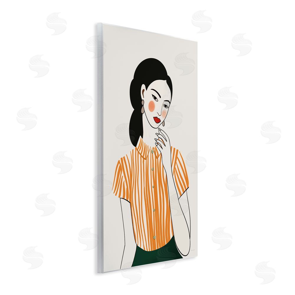 Omar Escalante Woman in Orange Blouse Wall Plaque Printed Art