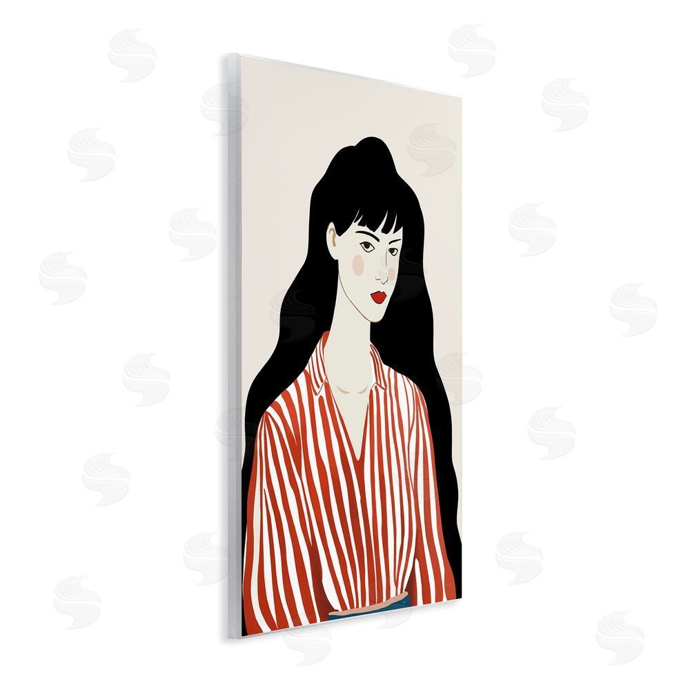 Omar Escalante Woman in Striped Blouse Wall Plaque Printed Art