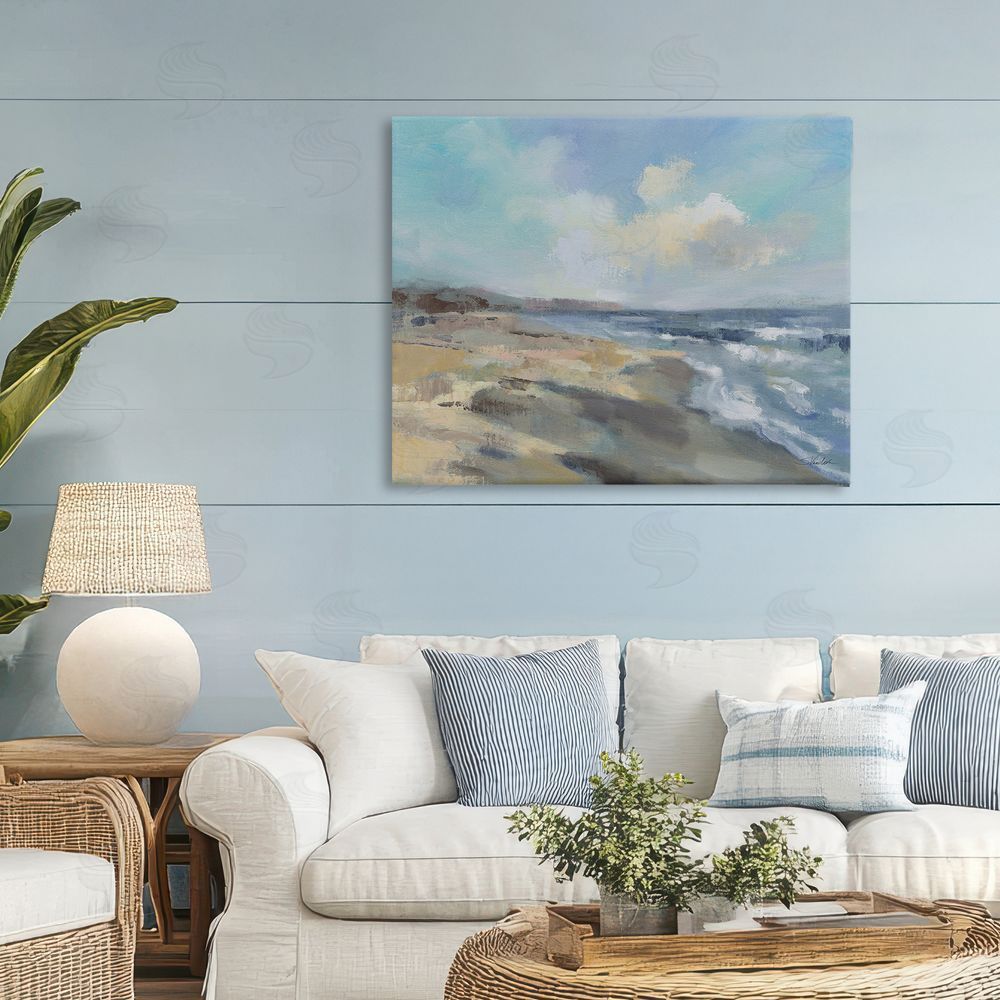 Silvia Vassileva Serene Morning Beach Waves Stretched Canvas on Wall