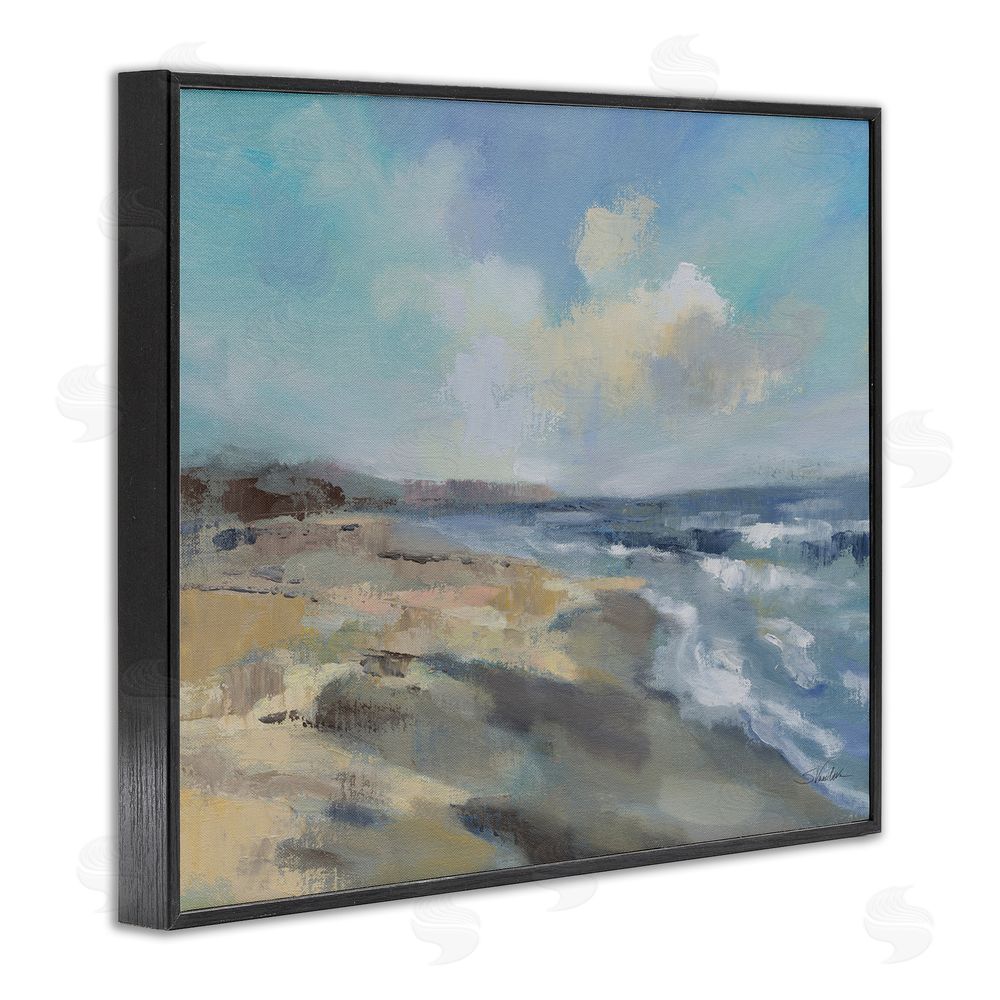 Silvia Vassileva Serene Morning Beach Waves Black Framed Giclee Wall Art Print