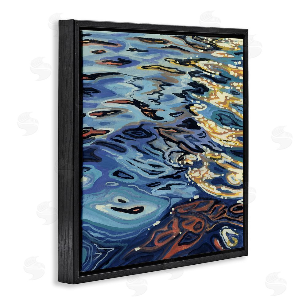 Kate Jarvik Birch Sunrise on Rippling Water Black Floating Framed Canvas Wall Art Print