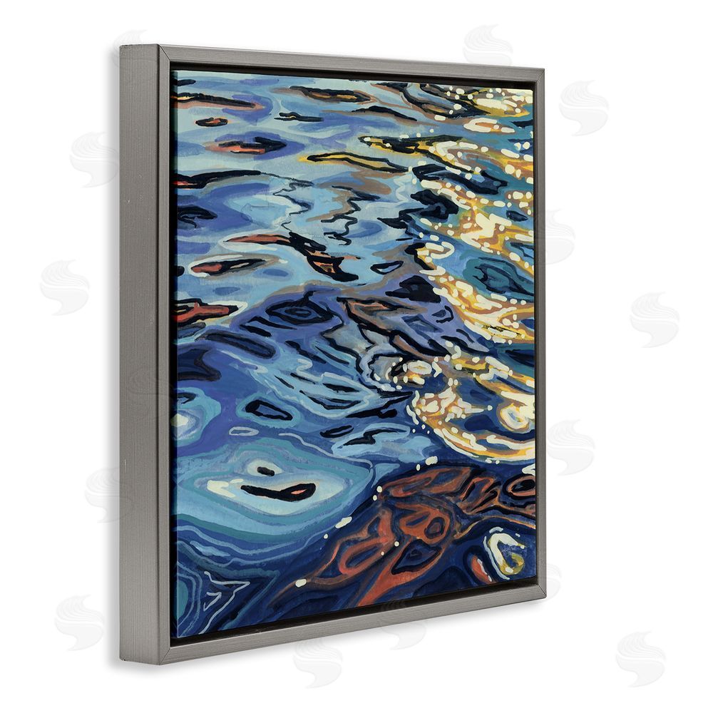 Kate Jarvik Birch Sunrise on Rippling Water Gray Floating Framed Canvas Wall Art Print