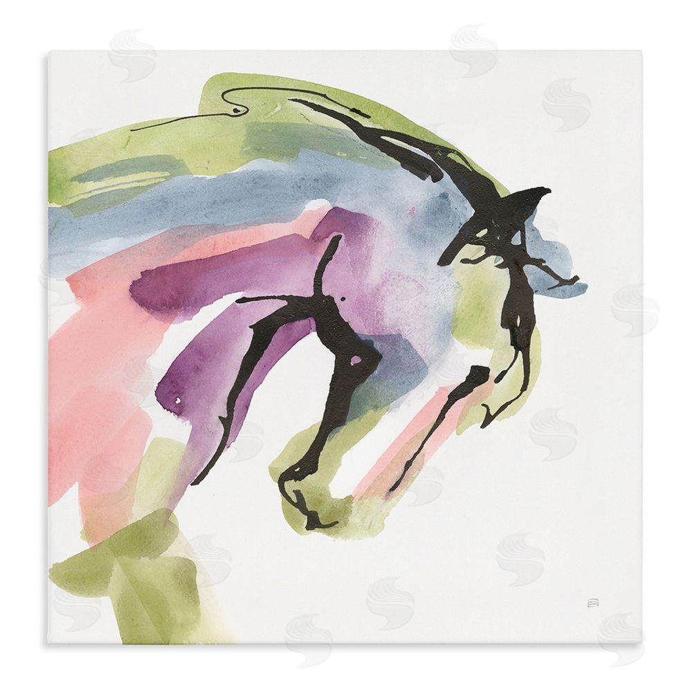 Chris Paschke Brushstroke Horse in Motion Stretched Canvas Wall Art Print