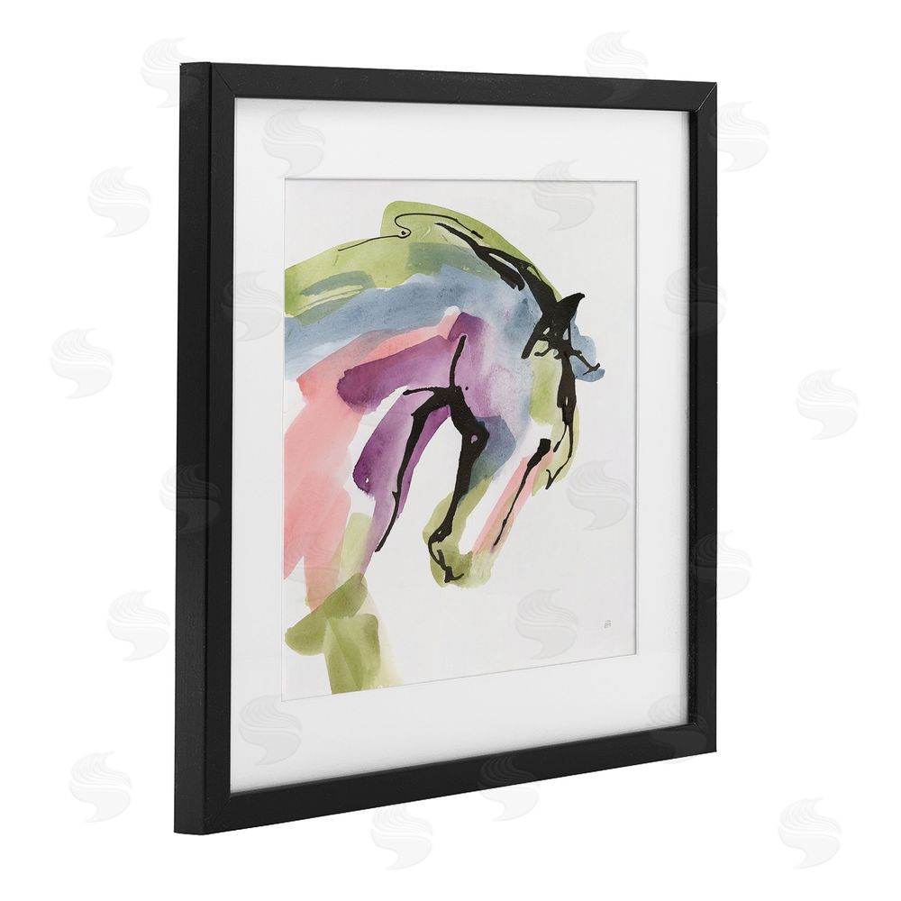Chris Paschke Brushstroke Horse in Motion Black Framed Print Under Glass with Matting Wall Art