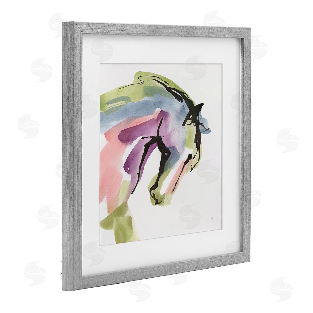 Chris Paschke Brushstroke Horse in Motion Gray Framed Print Under Glass with Matting Wall Art