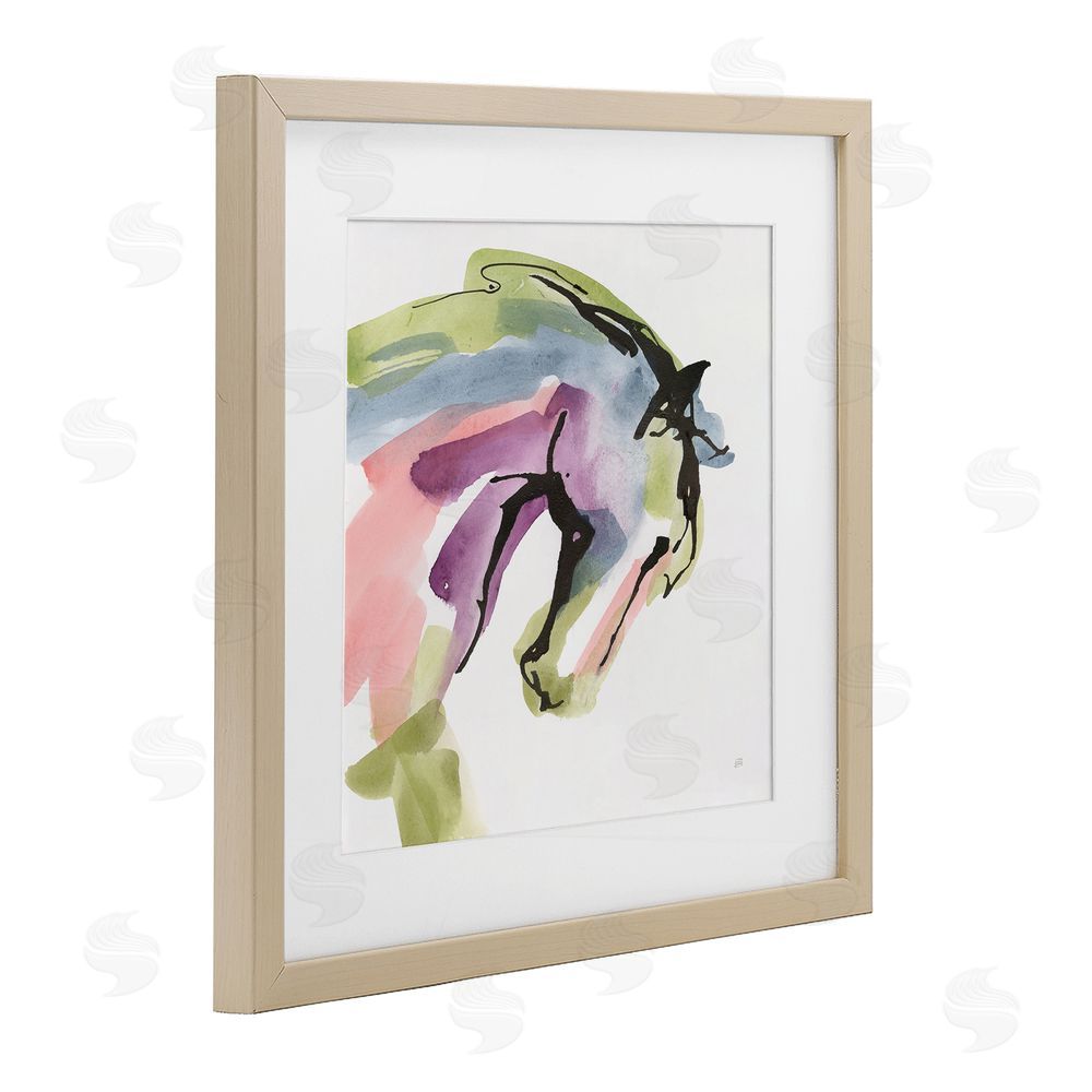 Chris Paschke Brushstroke Horse in Motion Brown Framed Print Under Glass with Matting Wall Art