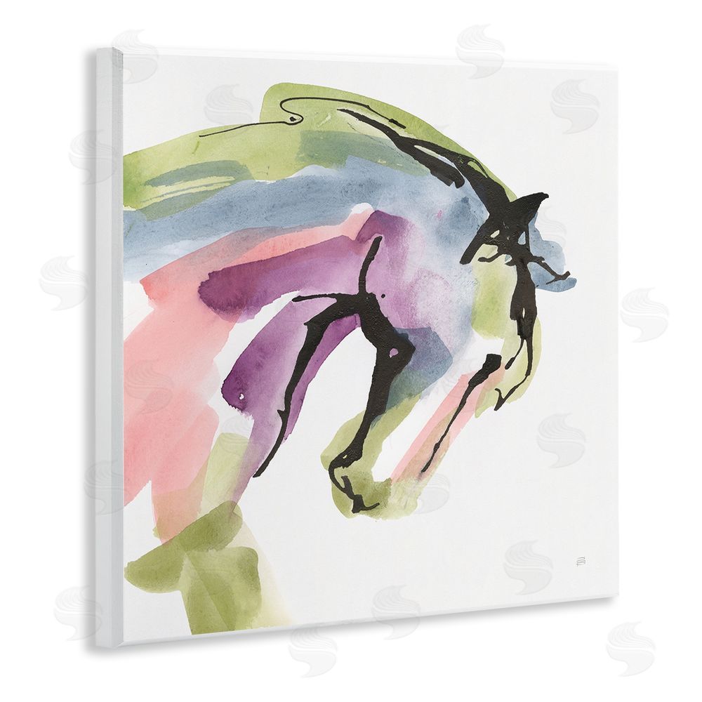Chris Paschke Brushstroke Horse in Motion Wall Plaque Art Print with White Foil Wrap