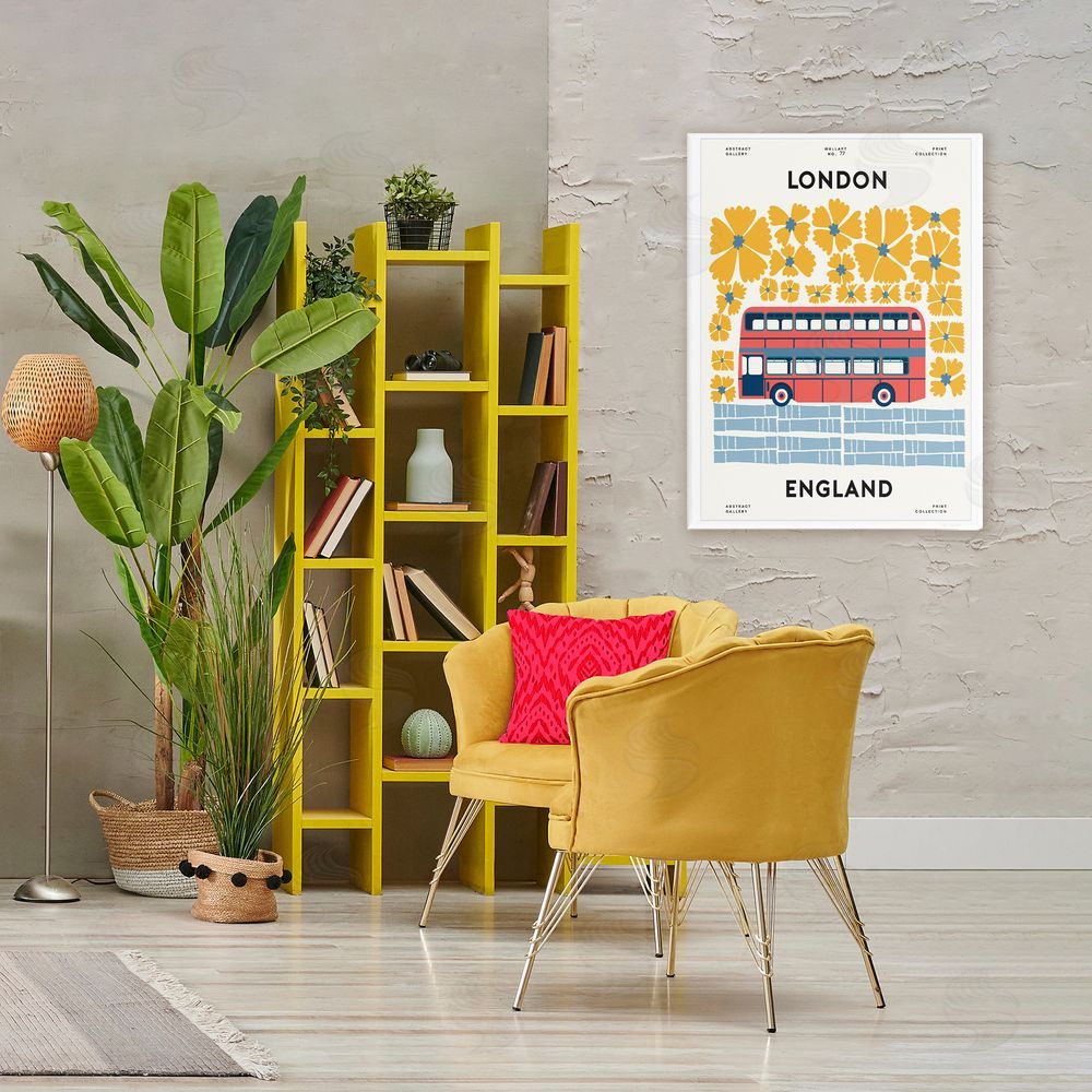 Wild Apple Groovy London Bus Canvas Wall Art Print in Room