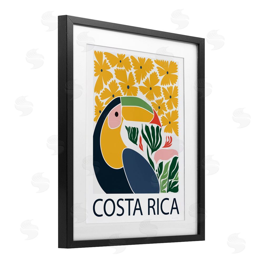 Omar Escalante Tropical Toucan & Flowers Black Framed Print Under Glass Wall Art