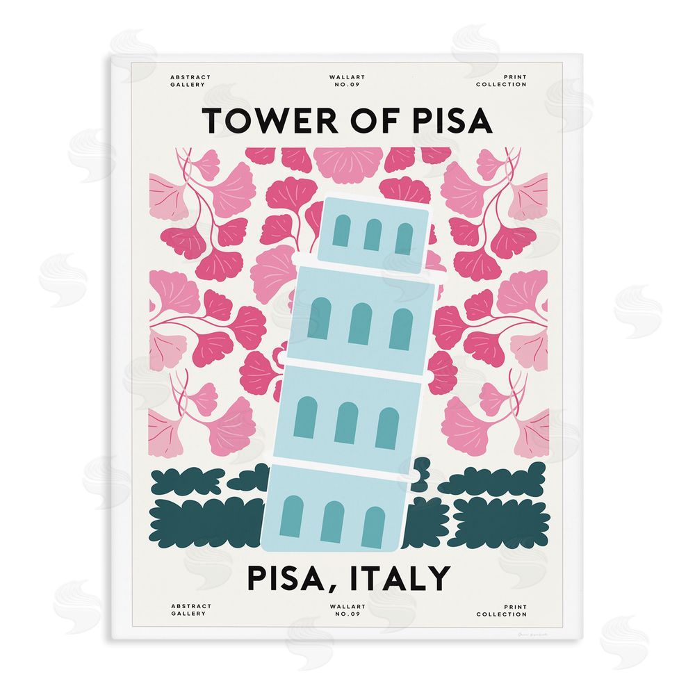 Omar Escalante Pastel Groovy Tower of Pisa Stretched Canvas Wall Art Print