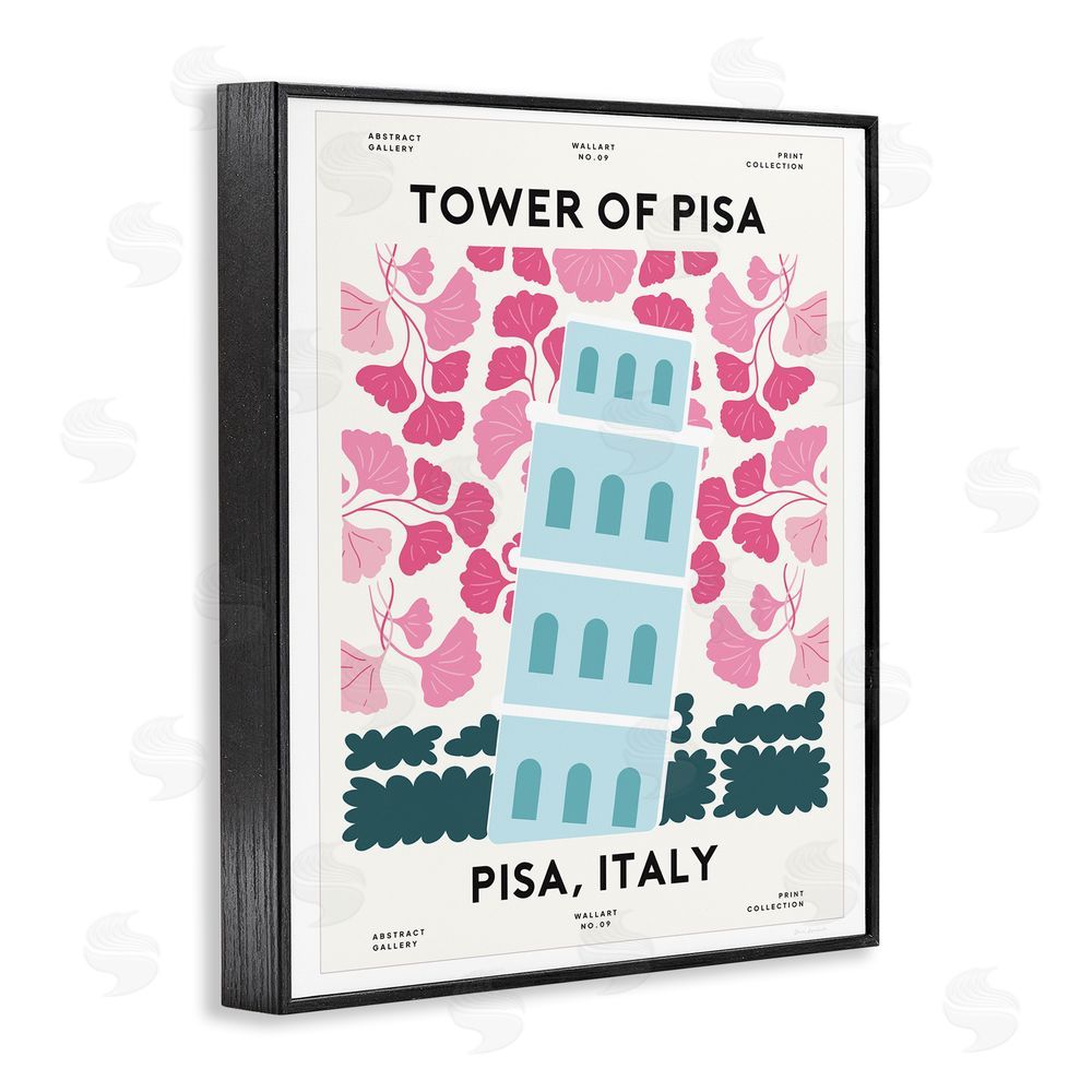 Omar Escalante Pastel Groovy Tower of Pisa Black Framed Giclee Wall Art Print