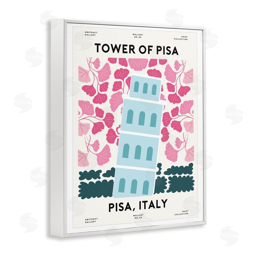 Omar Escalante Pastel Groovy Tower of Pisa White Framed Giclee Wall Art Print