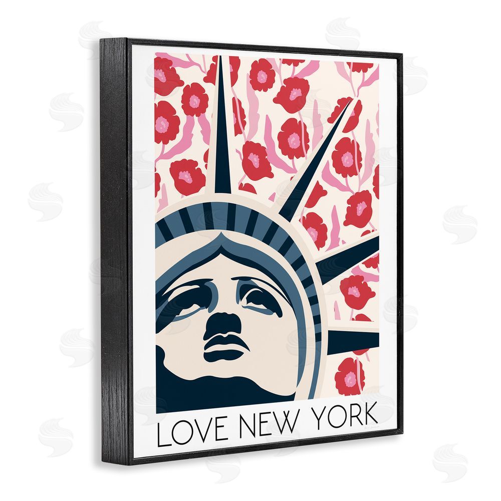Wild Apple Groovy Florals Love New York Black Framed Giclee Wall Art Print